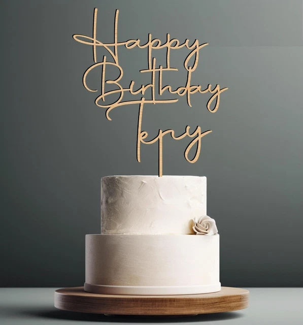 thumbnail image 2 of Wooden Happy Birthday Cake Topper - A Cake Creation 2 of 13