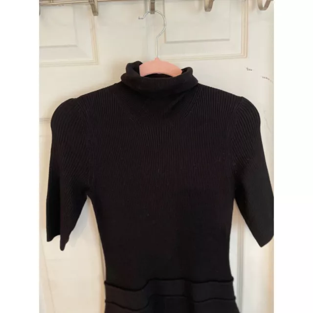 Theory Lexianna Black Dress Evian Stretch Ribbed Knit Turtleneck Medium NWT 2