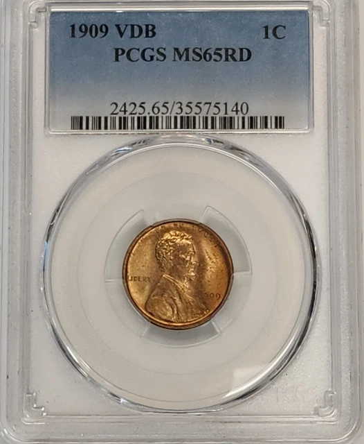1909 VDB Lincoln Wheat Penny Cent .01 PCGS MS65 RD RED