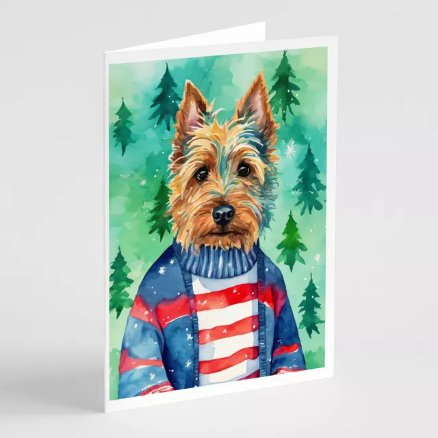 Australian Terrier Christmas Greeting Cards and Envelopes Pack of 8 DAC3342GCA7P