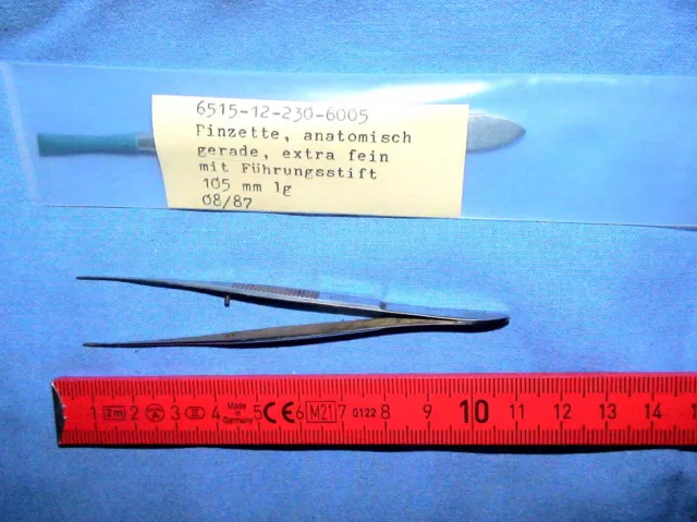 2 Anatomische Pinzetten 1x Aesculap / Pfau extra fein Anatomical Tweezers 10,5cm