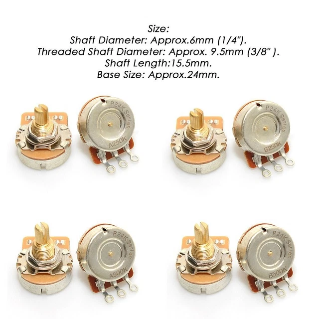 d'arbre de cuivre Arbre court Potentiomètres Guitare En Laiton 3/8 "Fileté 2