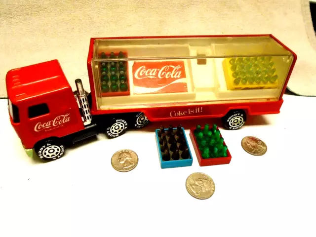 1980 pressed steel-Buddy L- Coca-Cola Delivery Truck w soda cases