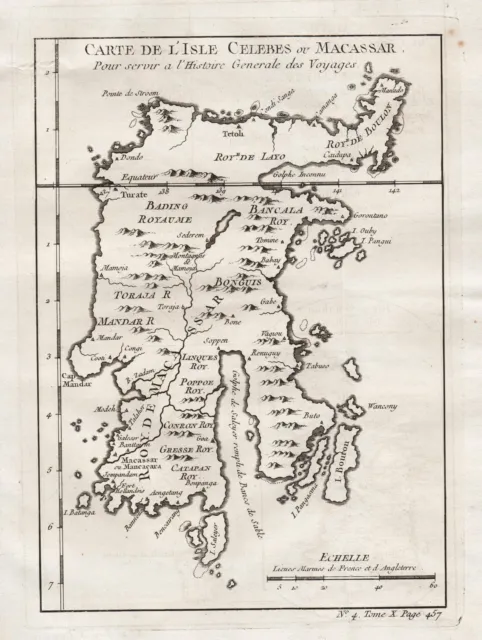 Sulawesi Indonesia Asia Makassar Asien map carte Karte Kupferstich Bellin 1750