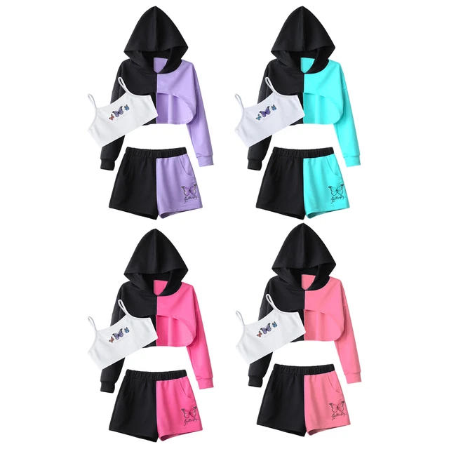Set Abbigliamento Bambini Ragazze Abbigliamento Abbigliamento Abiti Scuola Crop Top Per Serbatoio Jogging