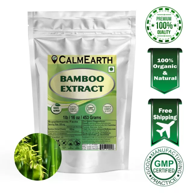 Calm Earth Bamboo Extract Powder 70% Organic Silica Good for Hair, Skin, Nails