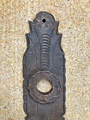 Antique Hand Forged Iron Early Primitive Door Lock Keyhole Plate 2