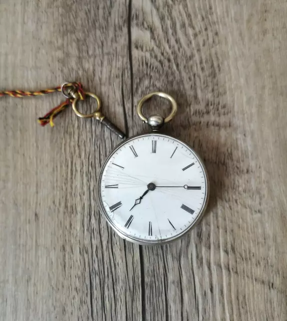 alte französische Taschenuhr & Schlüssel / Ankerhemmung / Echappement a Cylindre 2