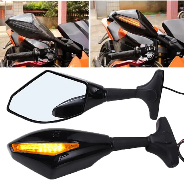 Motorcycle LED Turn Signal Rearview Mirror for Kawasaki NINJA 250R 500R 636 650R