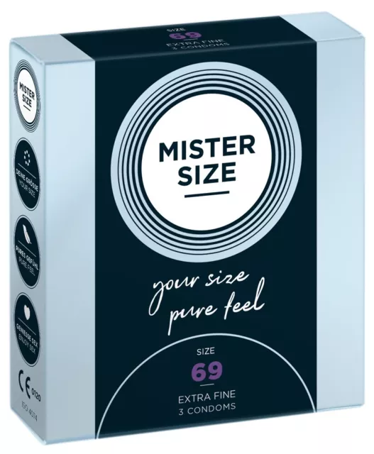 Mister Size 3 PC -profilattici En Medida 69MM Zic Y Delgados Látex de Calidad