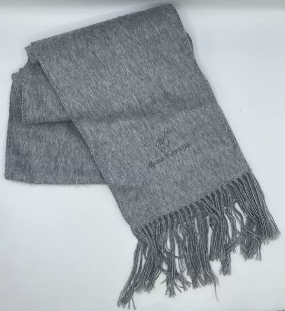 Alpaca Pale Grey Neck Scarf From Peru By Camaro Soft Warm Winter VGC fringe