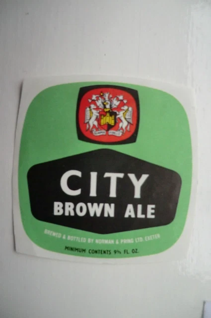 MINT NORMAN & PRING EXETER CITY BROWN ALE 9 2/3 fl oz BREWERY BEER BOTTLE LABEL