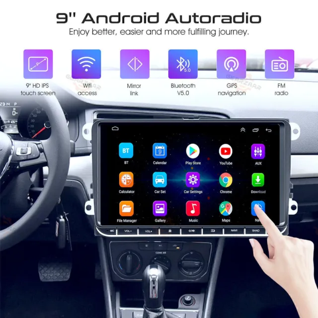 For VW Volkswagen Passat Golf Jetta 9" Android 12 Carplay Car Stereo Radio WiFi