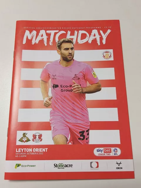 Doncaster Rovers v Leyton Orient 8/10/22 Programme ***Mint Condition***