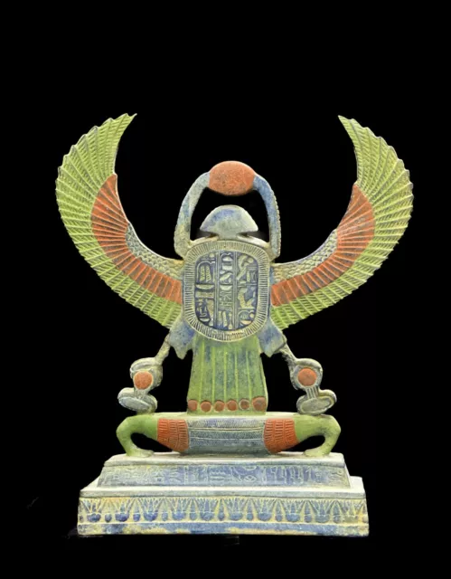 Egyptian Winged scarab, Winged scarab beetle figurine. scarab with sun disk 2