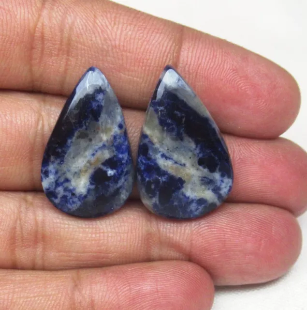 Paire de poires sodalite naturelles cabochon 32,95 cts pierres...