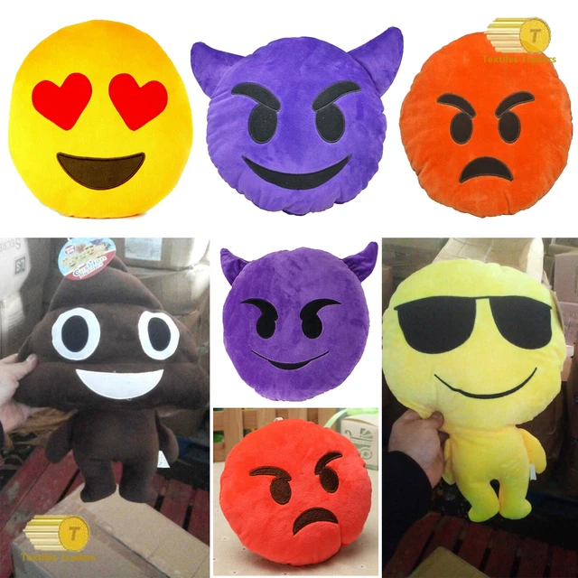 NEW EMOJI SMILEY Emoticon Round Soft Cushion Pillow Stuffed Plush Toy