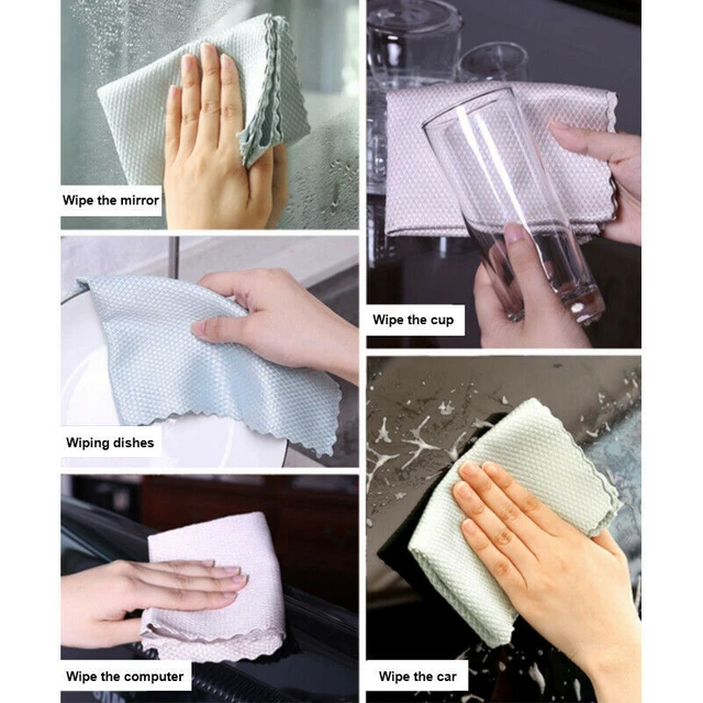 5 PCS NanoScale Streak-Free Miracle Cleaning Cloths Kitchen Rag Reusable Tool 3