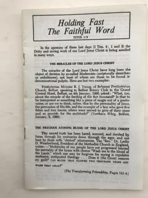 Holding Fast The Faithful Word - Samuel Morgan - Pamphlet