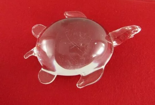 Vintage Clear Crystal Art Glass 5" Turtle Figurine Paperweight (Pre-owned)