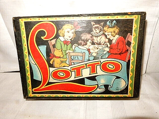 Altes Lottospiel im Holzkasten    Made in Germany  ( Vollständigkeit ? )
