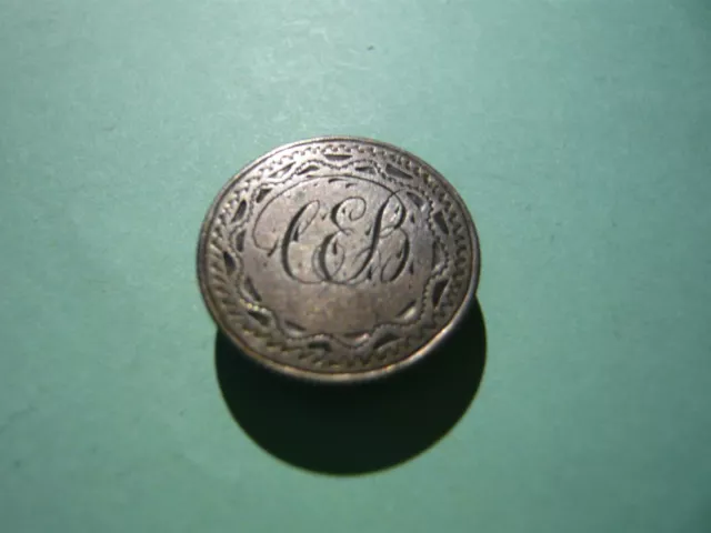 DIME SIZED LOVE TOKEN CUFF LINK COLLAR STUD 1800s ENGRAVED INSCRIBED TOKEN CHARM