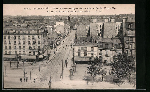 CPA St-Mandé, La Place de la Tourelle et la Rue d´Alsace-Lorraine 1913