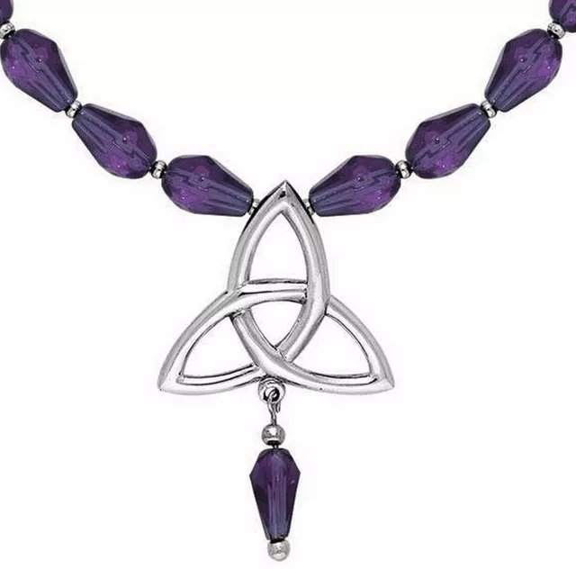 Peter Stone 925 Silber Kelten Collier Triquetra  Buch d Schatten Amethyst L40-45