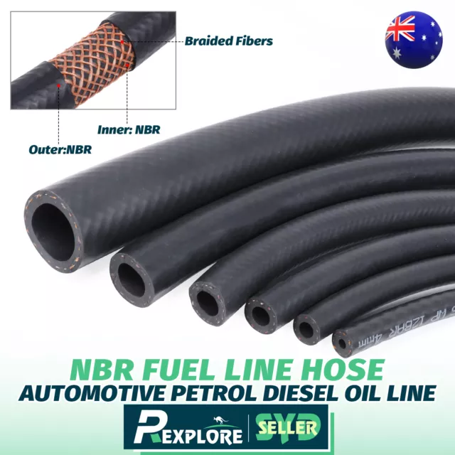 NBR Smooth Rubber Fuel Hose Unleaded Petrol Diesel Water Pump Pipe Oil Feed Line