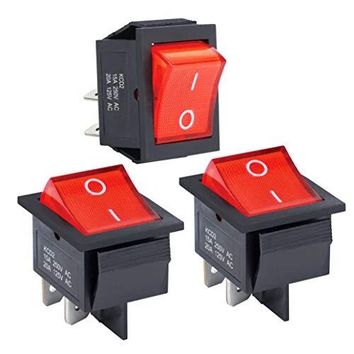 3Pcs 2 Position Rocker Toggle Switch ON/Off AC 125V/20A 250V/16A for Boat Red