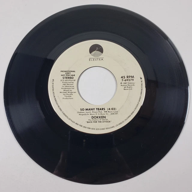 Dokken so many tears promo 45 vg test 1987 elektra eur 10 91