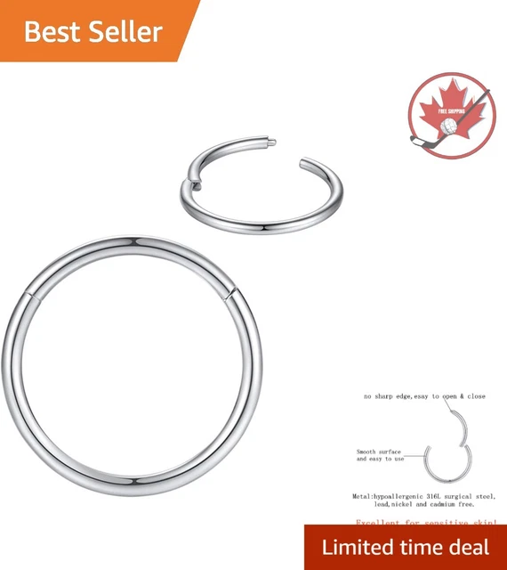 Surgical Steel Nose Ring Hoop - Easy to Wear, Easy to Clean - Sizes Available