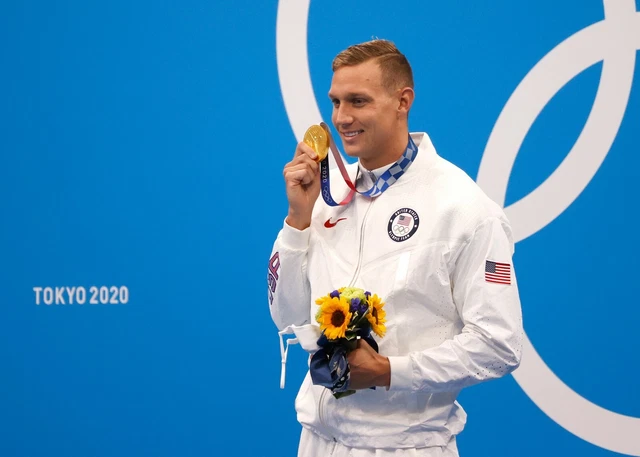 CAELEB DRESSEL GOLD medalist - Men`s 100m Freestyle - 7 x 5 inches / 18 ...