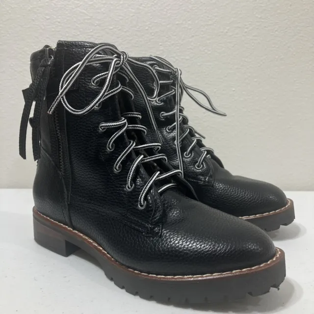 Kensie Women's Weslie Lace Up Ankle Combat Boot Black Size 6