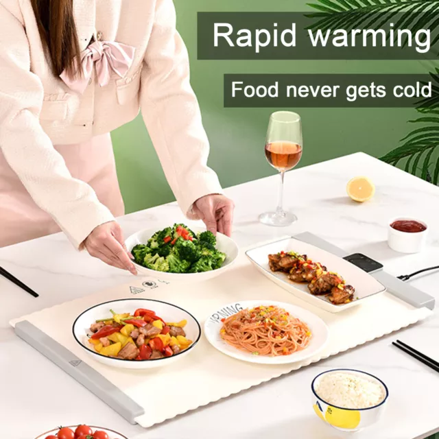 Food Warming Tray Adjustable Temperature Electric Fast Heating Foldable Warmer