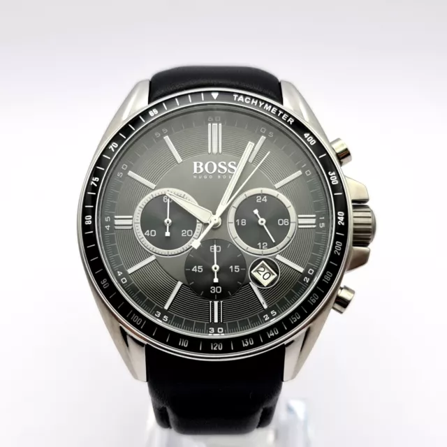 New Genuine Hugo Boss Drivers Hb1513085 Black Dial Leather Strap Mens Watch Uk