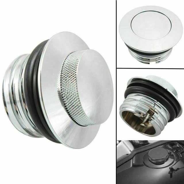 Pop Up Gas Cap Vented Fuel Tank Cap Set Reverse-Thread Fit For Harley 1982-2010