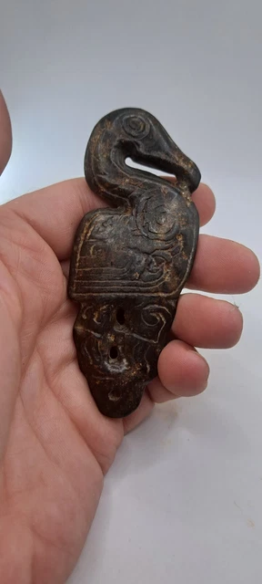 Chinese OLD Hongshan Stone / Jade Hand  Carved Amulet / pendant