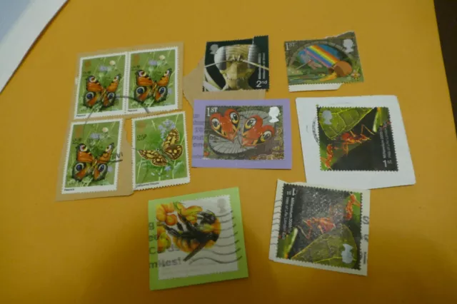 10 insects commemorative British UK GB postage stamps - philately postal