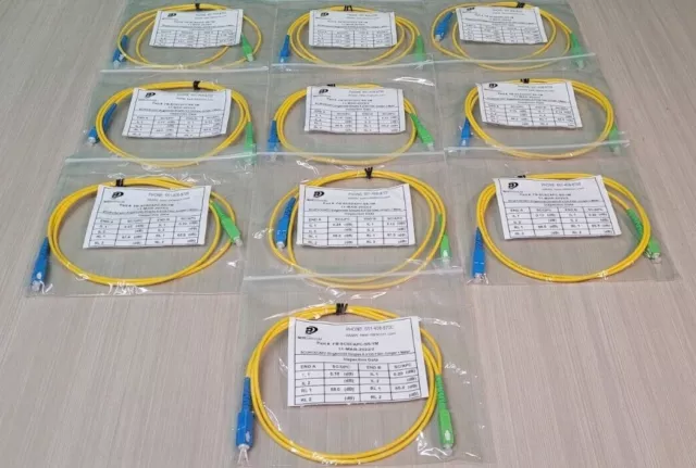 (QTY. 10) BESTDATACOM SCUPC/SCAPC SM Simplex 8.3/125 Fiber Optic Jumper 1 Meter