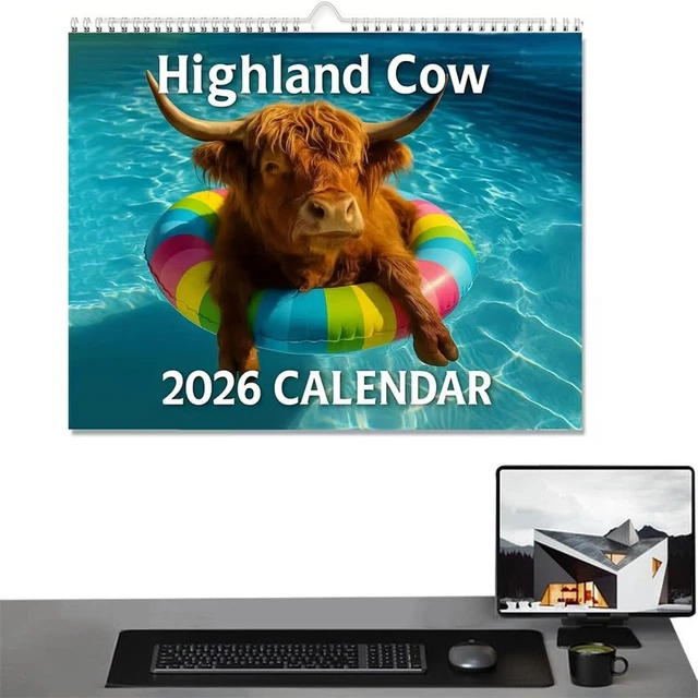 2026 HIGHLAND COW Wall Calendar Highland Cattle Calendar 12 Month Wall ...