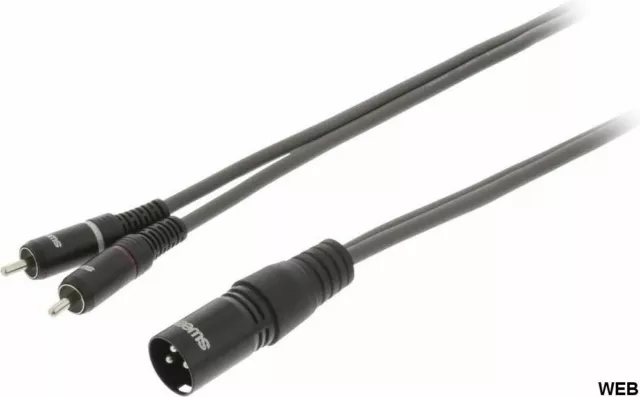 Cavo audio stereo XLR 3 pin maschio - 2x RCA maschio 10m Sweex