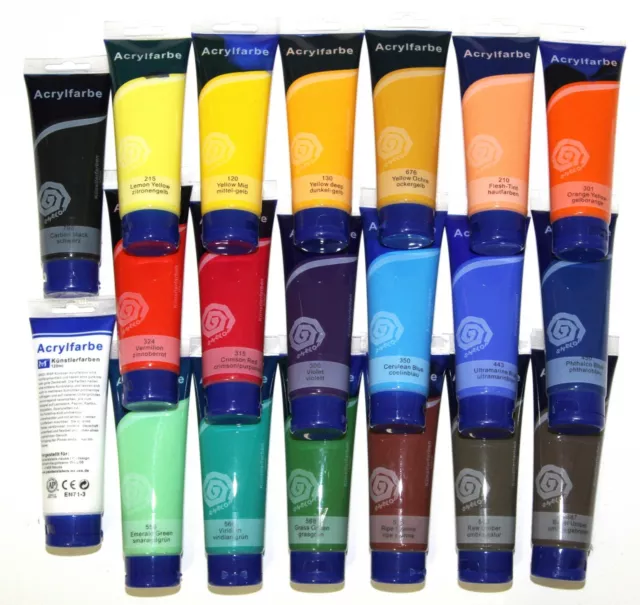 Magi® Acrylfarbe Malfarben Set 20 Tuben à 120 ml Künstler-Qualität Premium Acryl