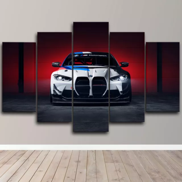 BMW M4 Front Racing Car Super Beast 5 Piece Canvas Wall Art Print Home Decor