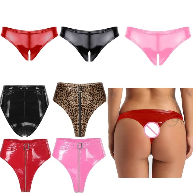 FEMME SEXY STRING Tanga Culotte Cuir Verni Slip Erotique sousvêtement