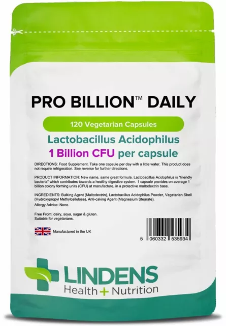 Pro Billion Daily Capsules (was Probiotic Daily) (120 pack) 1 bn CFU Lindens