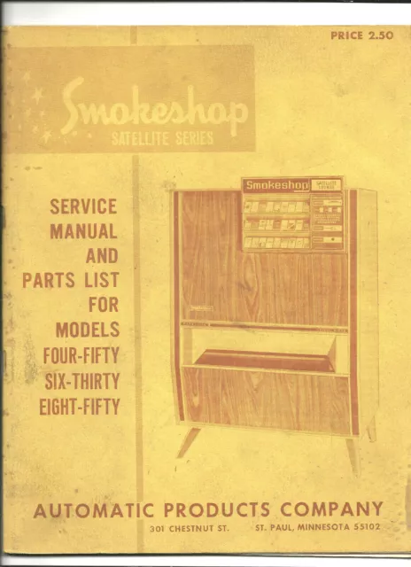 Service Manual/Parts List-Smokeshop 450 630 850-Satellite Series-Cigarette Vend