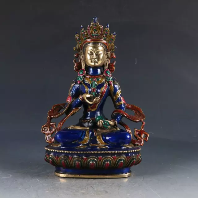 Chinese Cloisonne Brass Handwork Carved Buddha Statue -Vajrasattva Bodhisattv