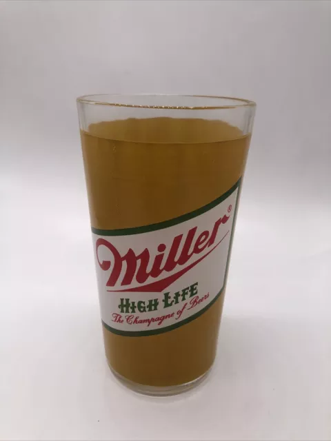 Vintage Miller High Life Beer Advertising Bar Glass 10oz  Champagne of Beers