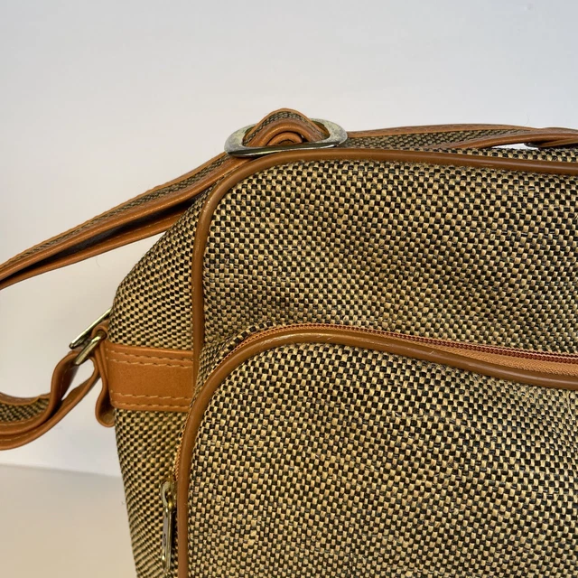 Vintage Samsonite Brown Tweed Carry-On Shoulder Bag Luggage 17X11X6 3